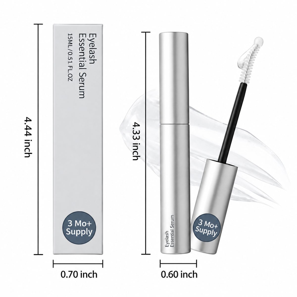 Eyelash Serum, Fine Brush Head for Natural Lash Lift, Lightweight Moisturizing Daily Eye Makeup